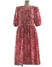 VTG Brelli II Dress Size M/L Pink Floral Polyester Round Neck Midi Vintage