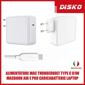 ALIMENTATORE MAC THUNDERBOLT TYPE C 61W MACBOOK AIR E PRO CARICABATTERIE LAPTOP - Foto 1 di 4