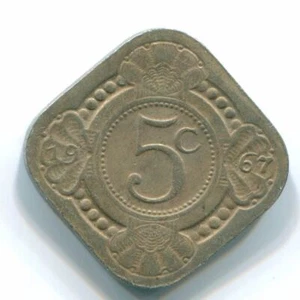 5 CENTS 1967 NETHERLANDS ANTILLES Nickel Colonial Coin #S12472C - Picture 1 of 3