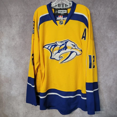 Reebok CCM NHL Nashville Predators Mike Fisher 12 Yellow Hockey Jersey 56 3XL Cover