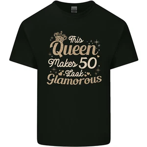 50th Birthday Queen Fifty Years Old 50 Mens Light Cotton T-Shirt - Picture 1 of 29