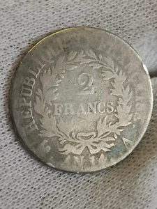 2 SILVER FRANCS YEAR 14 A PARIS NAPOLEON BAREHEAD 231 540 EX. / FRANCE SILVER - Picture 1 of 2
