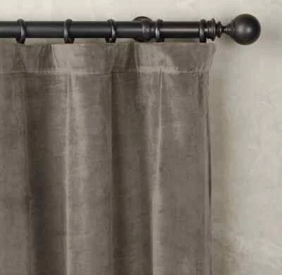 Restauración Hardware Vintage Terciopelo Cortinas Luz Filtradora Varilla Bolsillo 50 x 108 Foto 1 de 4