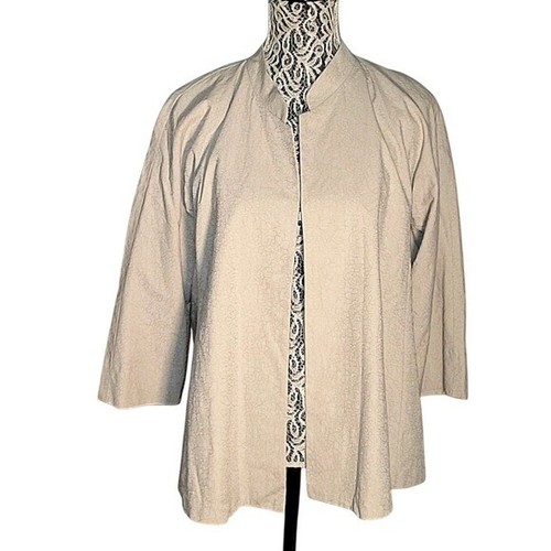 OFF WHITE Giacca EILEEN FISHER panna girocollo aperta foderata davanti business casual M