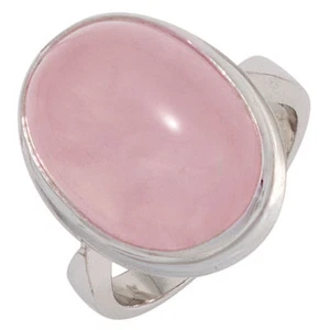 Ring Women's Ring with Gemstone Rose Quartz Oval 925 Silver Plain, Silver Ring - Picture 1 of 1