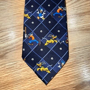 Mickey Unlimited Baseball Silk Tie Mickey Mouse Donald Duck Goofy Pluto Disney - Picture 1 of 6