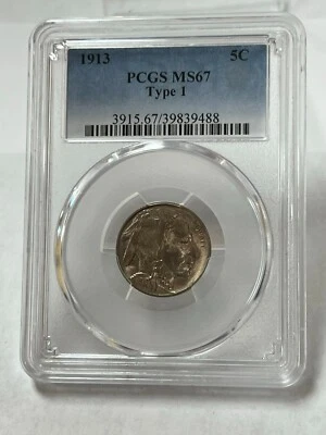 1913 Buffalo Nickel 5C PCGS MS 67 Type I - Image 1 of 2