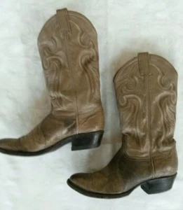 Tony Lama El Paso Black/Gold Label exotic lizard cowboy boots men's 8.5 D brown - Picture 1 of 10