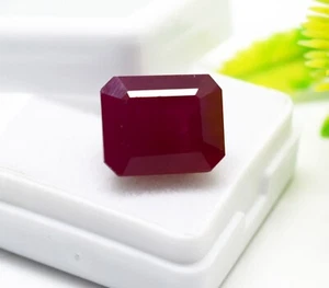 Natural Red Ruby Emerald Shape 11.40 Ct Loose Certified Gemstone - Picture 1 of 9