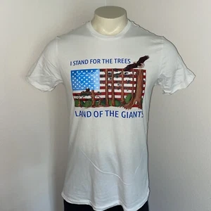 I STAND FOR THE TREES LAND OF THE GIANTS AMERICAN FLAG MENS WHITE T-SHIRT SIZE M - Picture 1 of 2