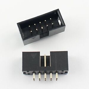 10Pcs 2.54mm 2x5 Pin 10 Pin Straight Male Shrouded PCB Box Header IDC Connector