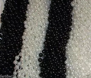 48 Black White Mardi Gras Gra Beads Necklaces 4 Dozen - Picture 1 of 2