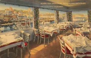 Vista Del Mar ristorante sala da pranzo vista San Francisco, CA cartolina d'epoca anni '40 - Foto 1 di 2