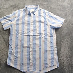 American Eagle Shirt Men's Small White Blue Striped Paradise Colorful Button Up - Picture 1 of 14