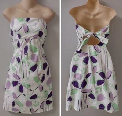 Vestido de sol floral de playa de surfista con ojal de cerradura sin tirantes marca SPLIT Y2K XS/S Foto 1 de 4