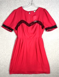 Asos Dress Womens 14 Pink Black Lace Accent Flowy Mini Homecoming Summer - Picture 1 of 15