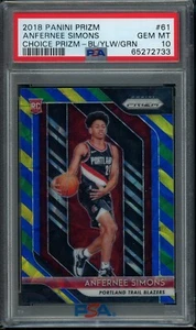 2018 Panini Prizm Choice Anfernee Simons Green Yellow Blue Rookie RC PSA 10 - Picture 1 of 2
