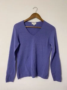 Maglione Charter Club 2 strati 100% cashmere taglia S manica lunga collo a V blu/viola #2346 - Foto 1 di 6