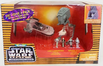 STAR WARS : LUKE'S LANDSPEEDER & IMPERIAL AT-ST SET MADE BY GALOOB IN 1995 - Photo 1/4