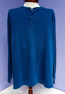 Henley Knit Shirt Men's Joe Boxer Blue Cotton/Poly Long Sleeve Henley Shirt Lg - Picture 1 of 4