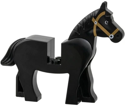 LEGO Horse Black White Eyes Medium Nougat Bridle 10223 Falcon Knight Animal MF - Image 1 of 2