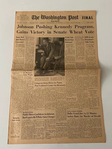 Washington Post Johnson Pushing Kennedy Program Nov 27, 1963 Newspaper LBJ JFK - Picture 1 of 5