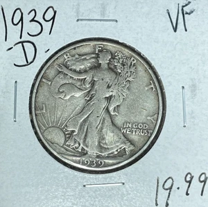 1939-D WALKING LIBERTY SILVER HALF DOLLAR~ VERY FINE ~NICE COIN~ - Picture 1 of 2