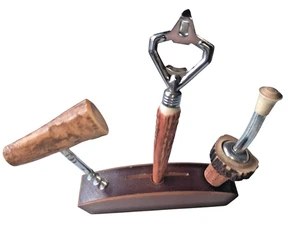 DDR BAR Set Madera Cromo Sacacorchos Abrebotellas Decantador Vintage Turingia - Imagen 1 de 8
