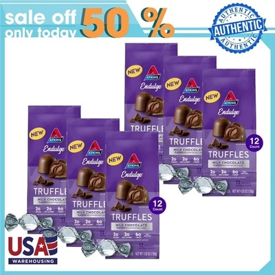 Trufas de chocolate ao leite Atkins Endulge, baixo teor de açúcar, ceto amigável, pacote com 6 - Imagem 1 de 4