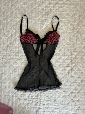 y2k 2000s black Pink Cheetah whimsigoth Mesh Bustier Rave Small Trashyy2k — 第 1/4 张图片