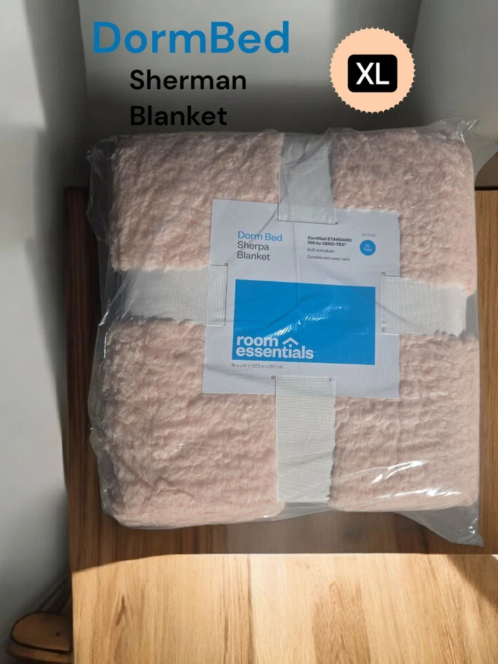 Edredom Room Essentials Twin XL dormitório cama reversível Sherpa pêssego - Imagem 1 de 1