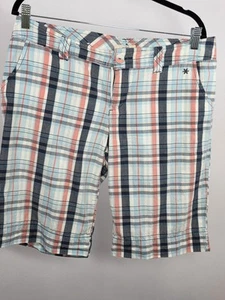 SO Juniors Bermuda Shorts Blue Plaid 100% Cotton Size 13 - Picture 1 of 18