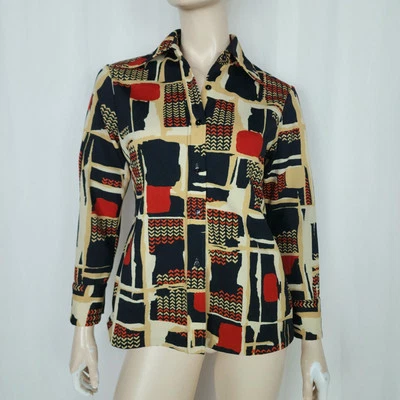 Camisa De Colección Años 70 Gráfica Novedad Manga Larga Abotonada ML Foto 1 de 4