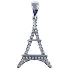 Pendentif Tour Eiffel En Argent Rhodie Et Zirconium   Neuf   Chaine En Option