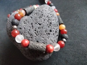 Lavastein Halbedelsteine Steinkette Perlenkette Collier handgemacht Unikat - Bild 1 von 6