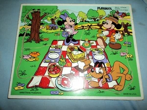 Playskool Vintage Disney Wooden Mickey Picnic puzzle made in USA 383-01 - Picture 1 of 1