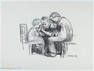 Litografía rara Kathe Kollwitz "Visita al hospital infantil" Children's Hospital - Imagen 1 de 6