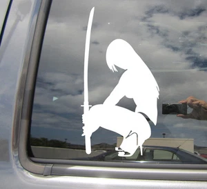 Female Samurai - Anime Girl - Auto Window Vinyl Die-Cut Decal Sticker 10018 - Picture 1 of 2