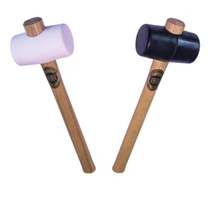 Thor Rubber Mallet Black White Wooden Handle UK Made 40mm 54mm 64mm 74mm 90mm - Picture 1 of 19