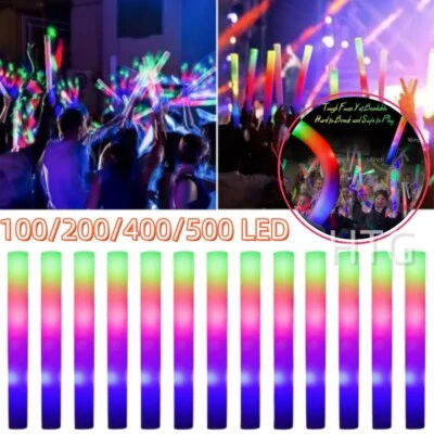 100-500 PCS Light Up Foam Sticks LED Wands Batons Party Dj Flashing Glow Sticks - Image 1 of 4