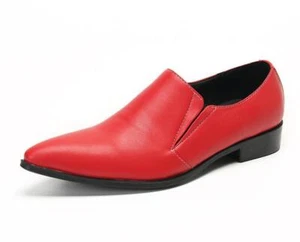 Mens Fashion Pointy Toe Slip On Loafers Youth Casual Party Red Leather Shoes_  - Picture 1 of 8