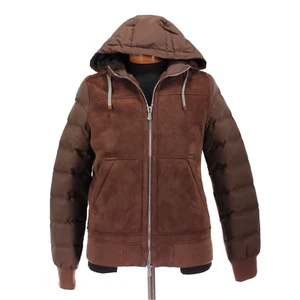 Eleventy Platinum NWT Hooded Shearling Lamb Leather Jacket Size 50 40R In Brown - Picture 1 of 8