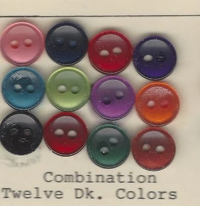 PKG. OF 72 BUTTONS FOR BUTTON NECKLACE 3/8” 12 DARK COLORS COMBO PEARL - Picture 1 of 1