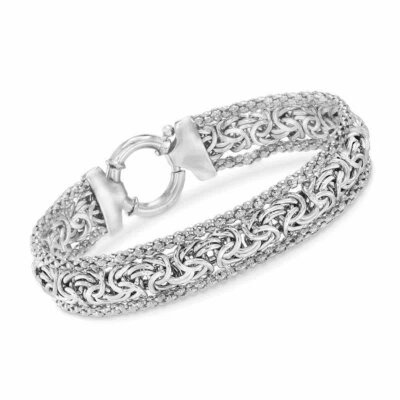 Technibond 爆米花边框拜占庭手链白金包真 925 银  — 第 1/3 张图片