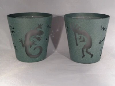 Par de soportes votivos Partylite Arizona Green Gecko y Kokopelli usados en excelente estado Foto 1 de 4