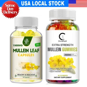 Mullein Leaf Gummies/ Capsule For Lung Cleanse Detox Herbal Dietary Supplement - Picture 1 of 25