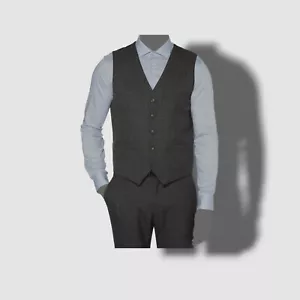 $69 Perry Ellis Portfolio men Gray Slim Fit 5 Button Suit Vest Waistcoat M - Picture 1 of 1