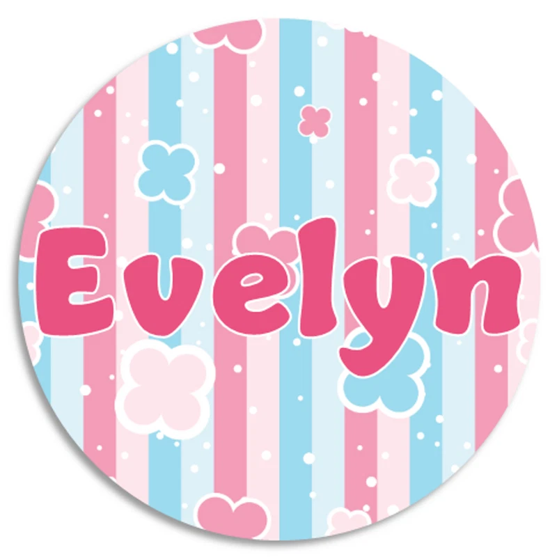 Evelyn - 圆贴纸贴花 3 英寸 - 名称标签水壶学校用品 — 第 1/1 张图片