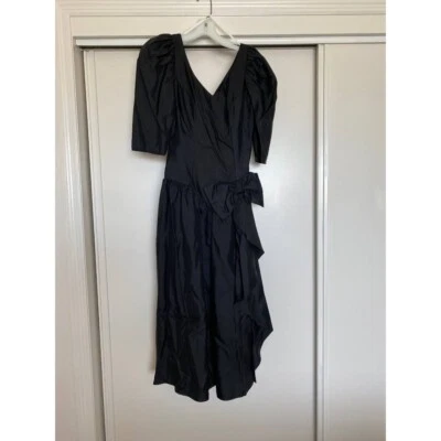 Nuevo vestido de dama de honor vintage Alfred Angelo para mujer negro cintura antes de la guerra midi 3/4 Foto 1 de 4