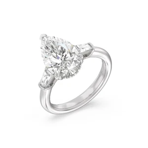 14K Weißgold Ehering Damen im Labor gezüchtet IGI-zertifiziert 2,5 Karat Birne Diamant - Bild 1 von 9